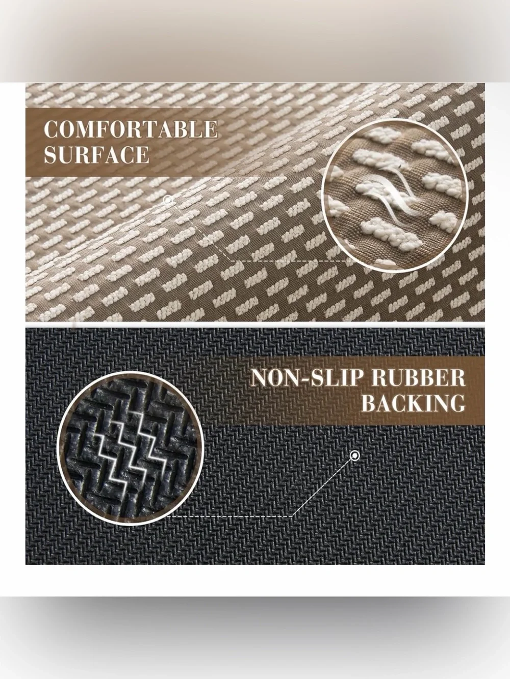Neutral Beige Patterned Bath Rug - Home Bath 24”x 35”